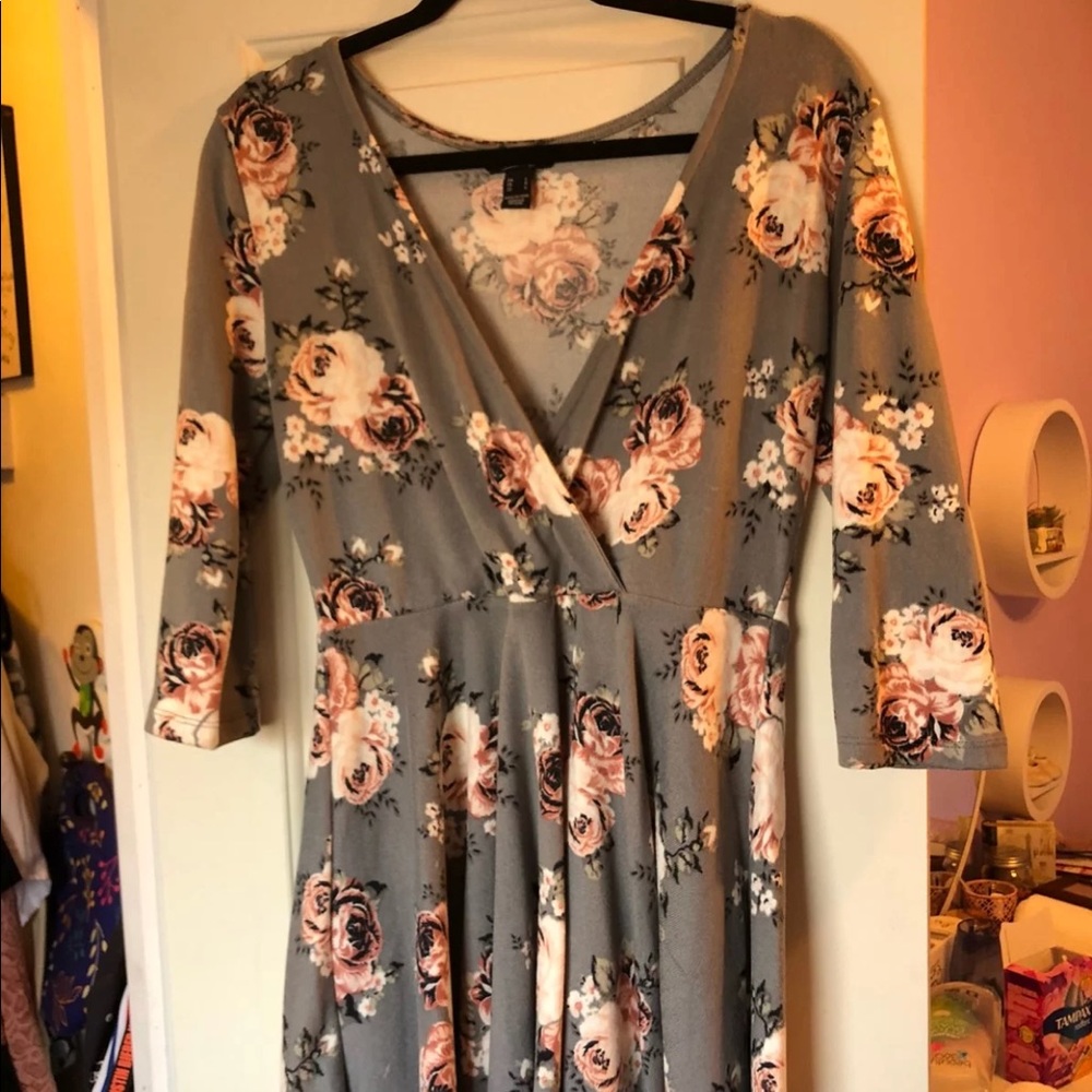 Large floral fit & flare dress